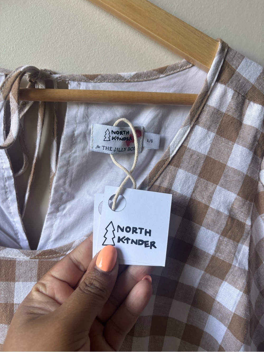 NORTH KINDER X THE JILLY BOX | gingham cotton hemp dress | size large - Picture 5 of 5
